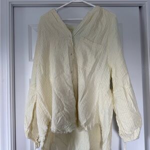 Aerie Soft Yellow Striped Top